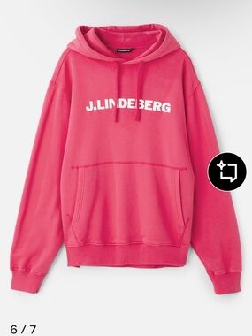 J.Lindeberg Pink Crewneck Logo Hoodie